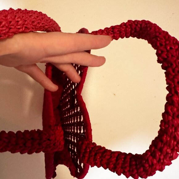 J. Crew Small Red Heart Straw bag - Picture 6 of 8